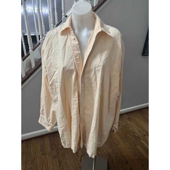 Zulu & Zephyr Shea Embroidered Hemp Blend Oversized Button Down Shirt Size Large - Picture 4 of 5